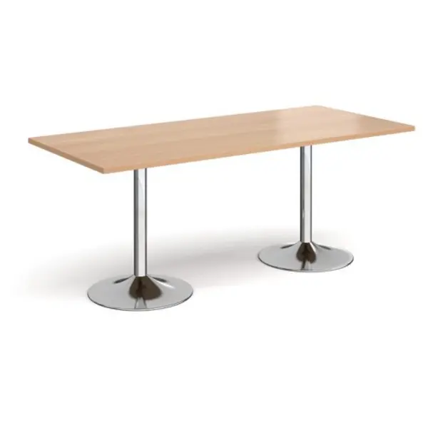 Image of Genoa Genoa rectangular dining table with chrome trumpet base 1800mm x 800mm - beech Beech GDR1800-C-B