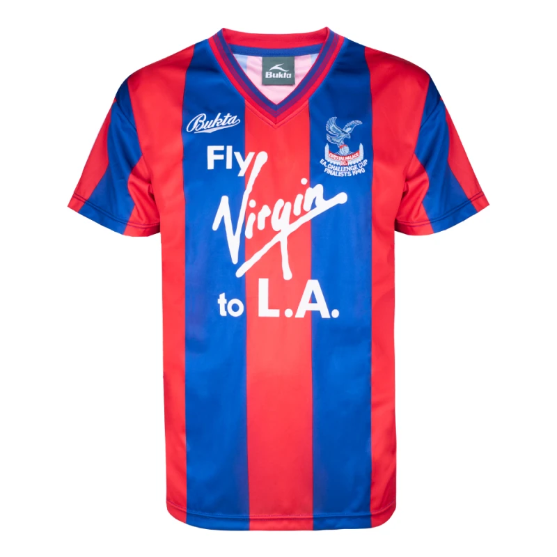 Image of Score Draw Crystal Palace 1990 FA Cup Final Bukta Retro Shirt CRYP90HFACFPYSS-XL XL Mens Sportswear