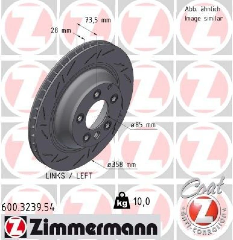 Image of ZIMMERMANN Brake disc ZIMMERMANN 600.3239.54