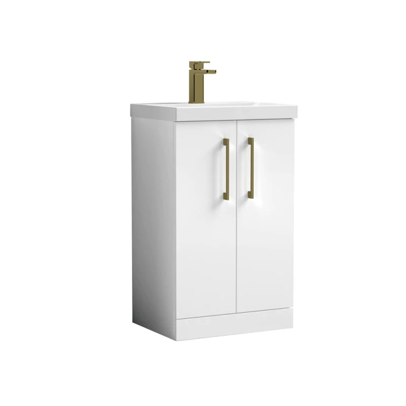 Image of Balterley Level Modern Bathroom 2 Soft Close Door & Mid-Edge Vanity Unit Basin, Gloss White, 500mm