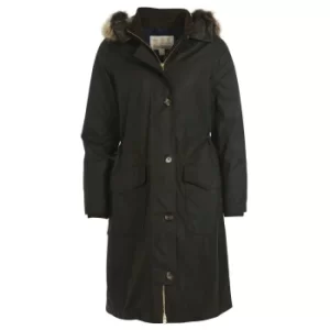 Image of Barbour Womens Claudia Wax Jacket Olive/Hawthorn Tartan 14