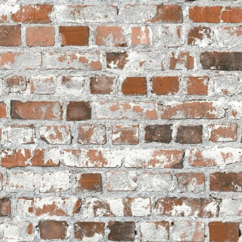 Image of Muriva Ltd Muriva Embossed Loft Brick Red Wallpaper, Red J64528