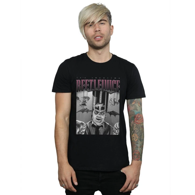 Image of Beetlejuice Beetlejuice Men Circus Homage T-Shirt in Black Size: Small Black S Male 5057972557105