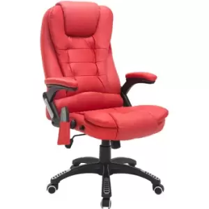 Image of HOMCOM Heated Vibrating Massage Office Chair with Reclining Function, Red - Red