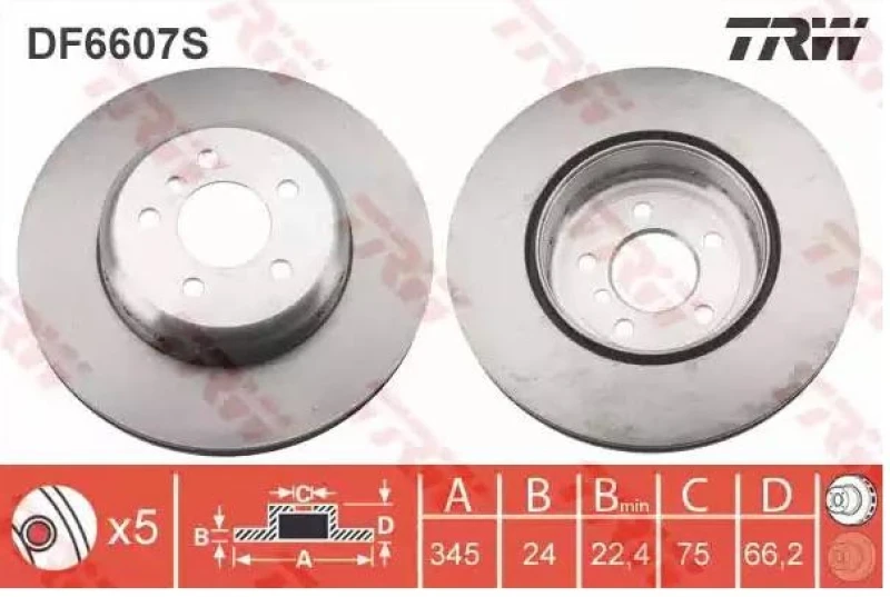Image of Brake disc TRW DF6607S