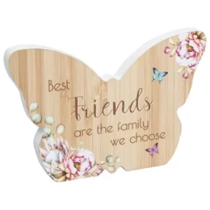 image of Vintage Floral Butterfly Plaque Friends