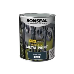 Image of Ronseal Direct to Metal Paint Storm Grey Gloss 750ml