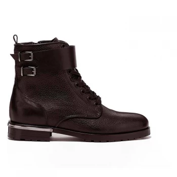 image of Reiss Artemis Lace Up Boots - Chocolate Calf