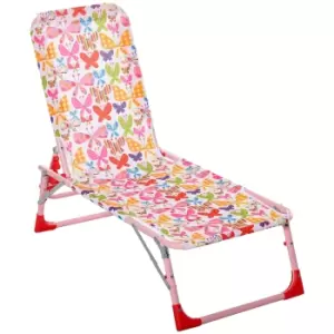 Image of Outsunny Lounge Chair for Kids Recliner Foldable Portable with Adjustable Backrest Outdoor Beach Pool Camping 118 x 40 x 24cm