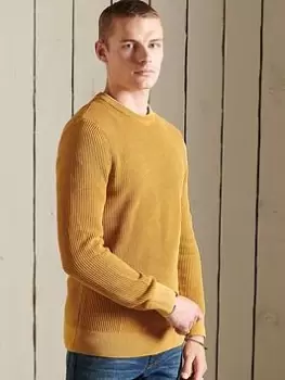Image of Superdry Academy Dyed Texture Knit, Yellow Size XL Men