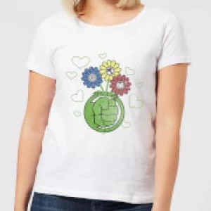 image of Marvel Avengers Hulk Flower Fist Womens T-Shirt - White - 3XL