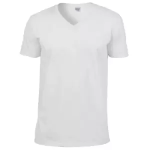 Gildan Mens Soft Style V-Neck Short Sleeve T-Shirt (L) (White)