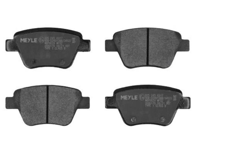 Image of MEYLE 025 245 6317 Brake pad set Rear Axle, not prepared for wear warning indicator, Original Quality, with anti-squeak plate Brake Pad Set,disc brak