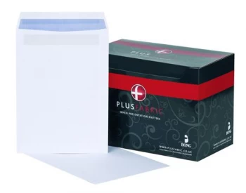 Image of Plus Fabric Envelopes Pocket Press Seal 120gsm C4 White Pack 250