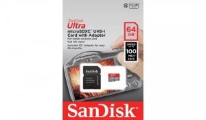 image of 64GB MicroSDHC Plus Adapter 100MBs CL10