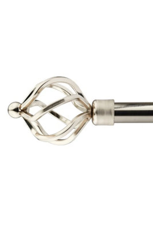 Image of Unknown 16-19mm Cage Extendable Eyelet Metal Curtain Pole Set Brushed Silver 160-300Cm