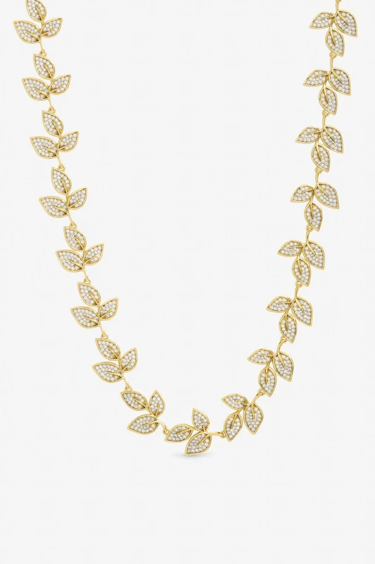 Image of Jon Richard Womens Gold Plated & Cubic Zirconia Leaf Necklace Gold Female One Size