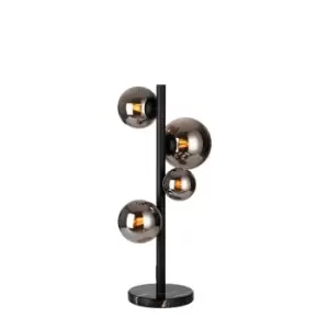 image of Marshall Table Lamp, 4 Light G9, Satin Black, Chrome Plated Glass