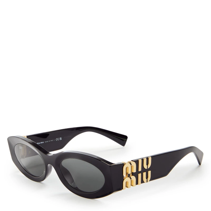 Image of Miu Miu Miu Miu Women Oval Black Dark Grey MU11WS Black One Size Female 8056597684446