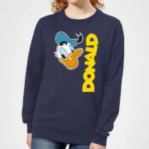 Image of Disney Donald Duck Face Womens Sweatshirt - Navy - XL