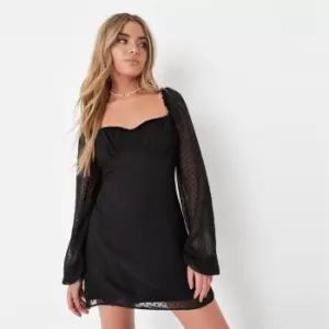 image of Missguided Woven Dobby Dress - Black