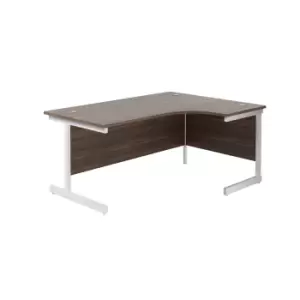 1600X1200 Single Upright Right Hand Radial Desk Dark Walnut - White + Desk High Ped