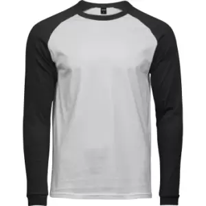 Image of Tee Jays Mens Long Sleeve Baseball T-Shirt (3XL) (White/Black)