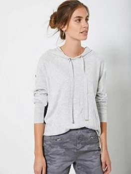 image of Mint Velvet Batwing Blocked Hoodie - Grey