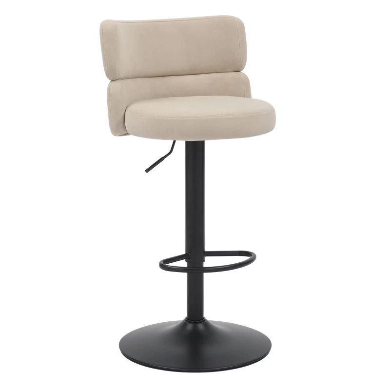 Image of Shankar Set of 2 Mason Brushed Velvet Black Base Bar Stool Cream unisex 50x109x48