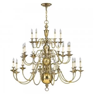 25 Light Candle Chandelier, Burnished Brass