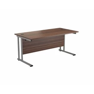 image of TC Office Start Silver Cantilever Frame Desk 1400x800mm, Dark Walnut