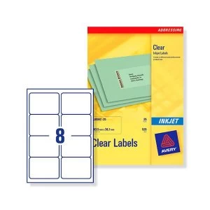 Image of Avery Clear Addressing Labels 8 per Sheet 99.1x67.7mm 200 Labels