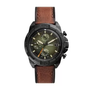Image of Fossil Mens Bronson Chronograph Luggage Leather Watch - Brown