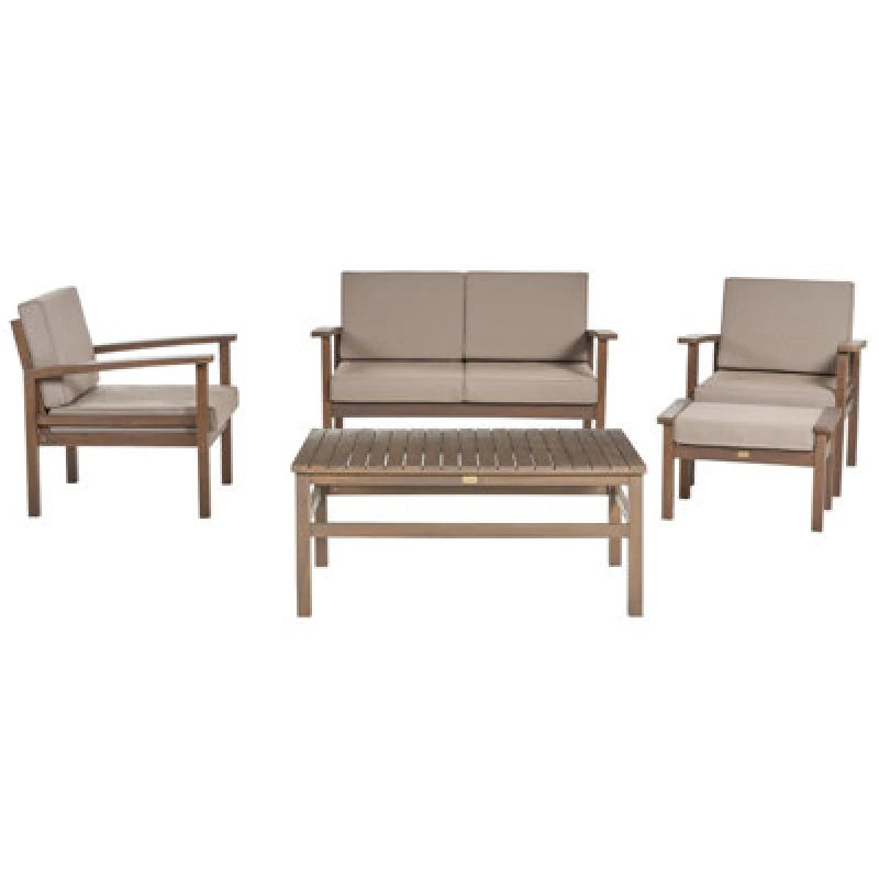 Image of Beliani Garden Lounge Set With Table 4 Seater Manila Acacia Wood Dark Brown