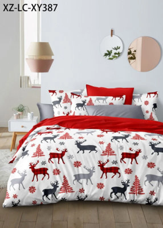 Image of Ezysleep Ezysleep Reindeer Printed Duvet Set in Red Size: Single Red Single Unisex 0721545407726