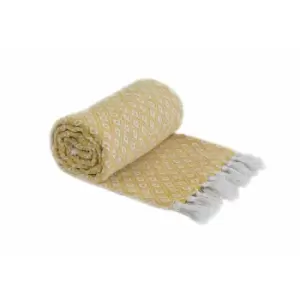 Image of Emma Barclay Casablanca Scandi 100% Recycled Cotton Throw, Ochre, 127 x 152 Cm