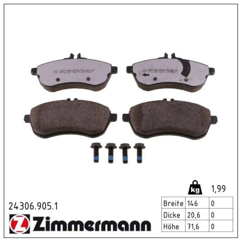 Image of ZIMMERMANN Brake pad set ZIMMERMANN 24306.905.1