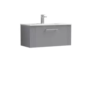 image of Nuie Deco 800mm Wall Hung Single Drawer Vanity & Basin 2 - Satin Grey