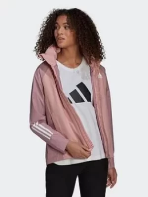 image of adidas Bsc 3-stripes Rain.rdy Jacket, Light Purple, Size L, Women