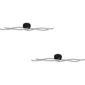 Image of 2 PACK Wall Flush Ceiling Light Colour Black Shade White Plastic LED 40W Inc