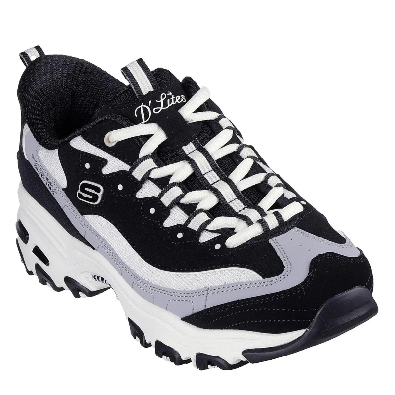 Image of Skechers D Lites-Smooth Nostalgia Low-Top Trainers Womens - Black 4