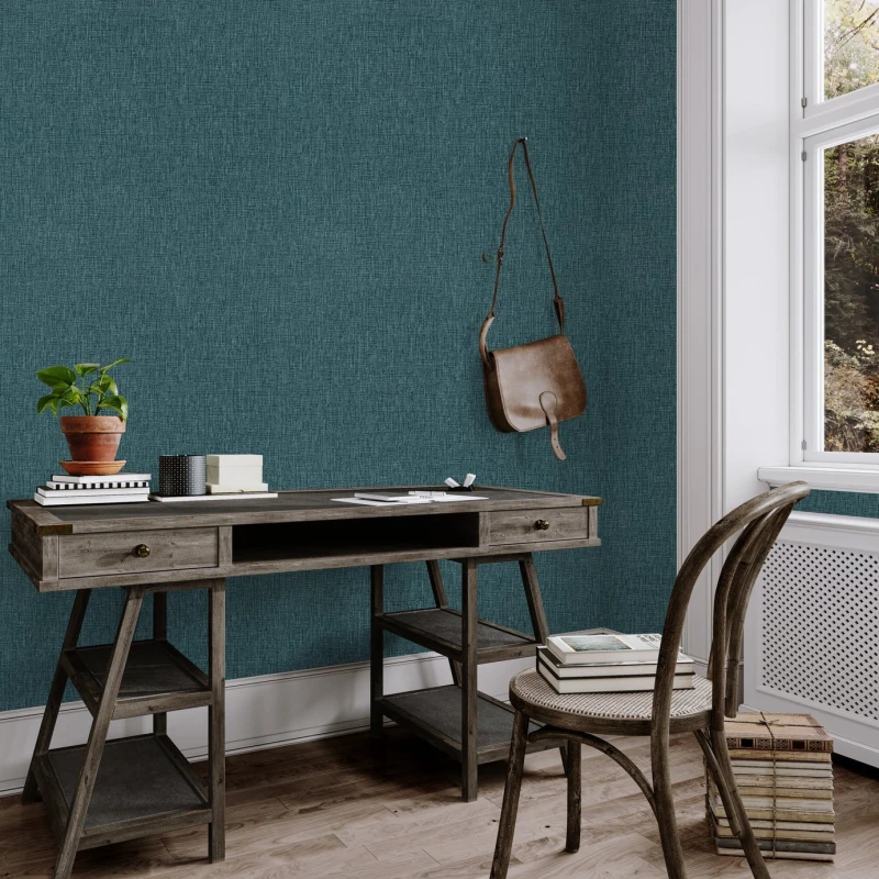 Image of Arthouse Arthouse Urban Weave Deep Teal Wallpaper