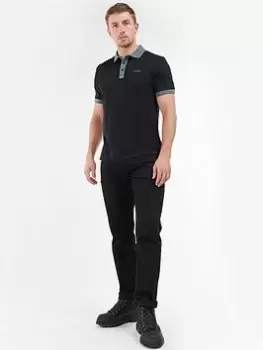 Image of Barbour International Cruiser Contrast Rib Polo Shirt, Black Size M Men