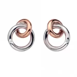 image of Hot Diamonds Eternity Silver & 18ct Rose Gold Vermeil Interlocking Stud Earrings DE309