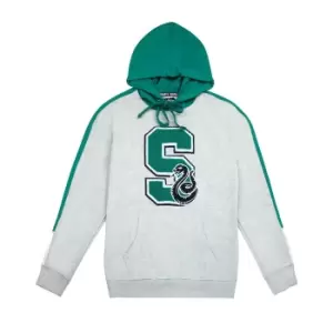 image of Harry Potter Unisex Slytherin S Patch Hoodie (M) (Grey/Green)