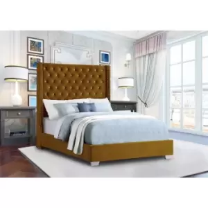 Image of Nivana Bed Double Plush Velvet Mustard
