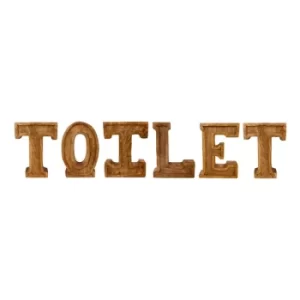 image of Hand Carved Wooden Embossed Letters Toilet