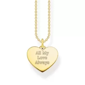 image of THOMAS SABO Gold Plated Flat Polished Heart Necklace