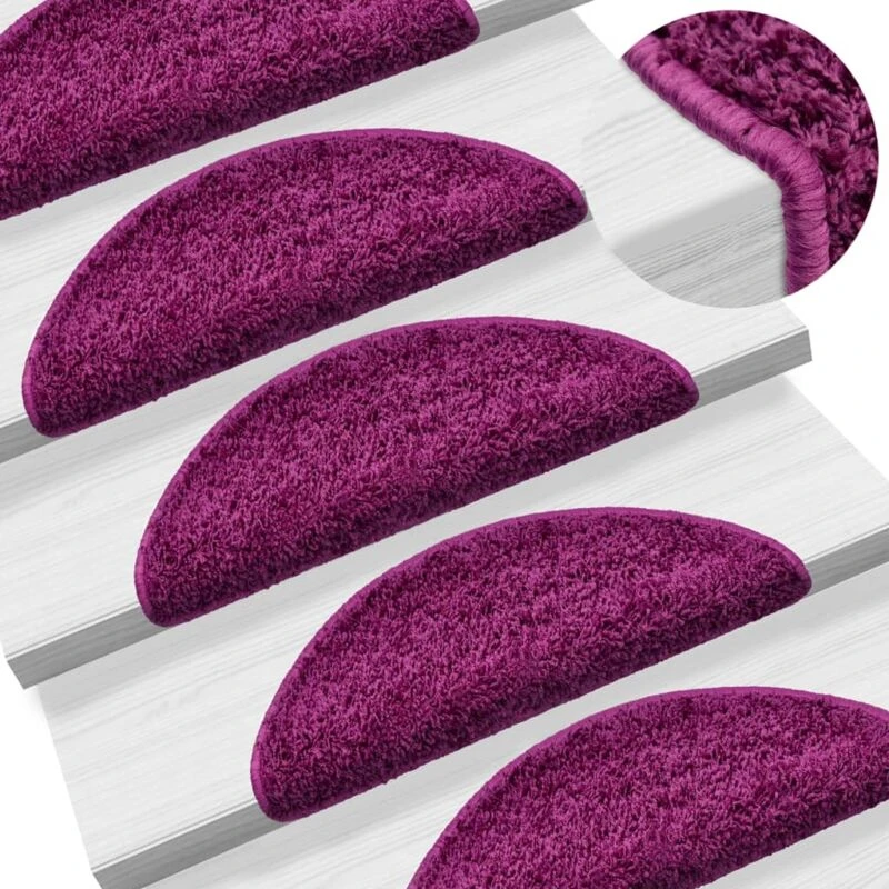 Image of VIDAXL Carpet Stair Treads 15 pcs Violet 56x17x3cm Vidaxl 133897fr