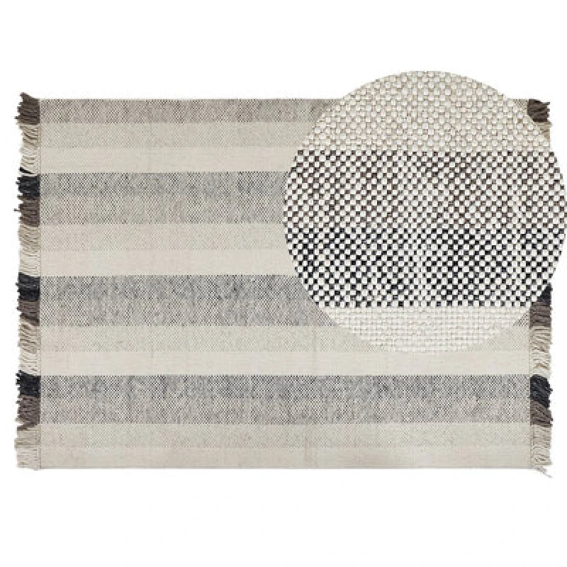 Image of Beliani Rug Emirler White 140 X 200 Cm Wool